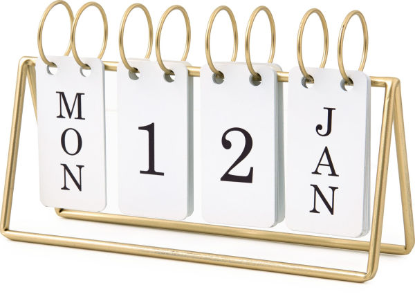 Decorative Metal Desk Calendar - Gold