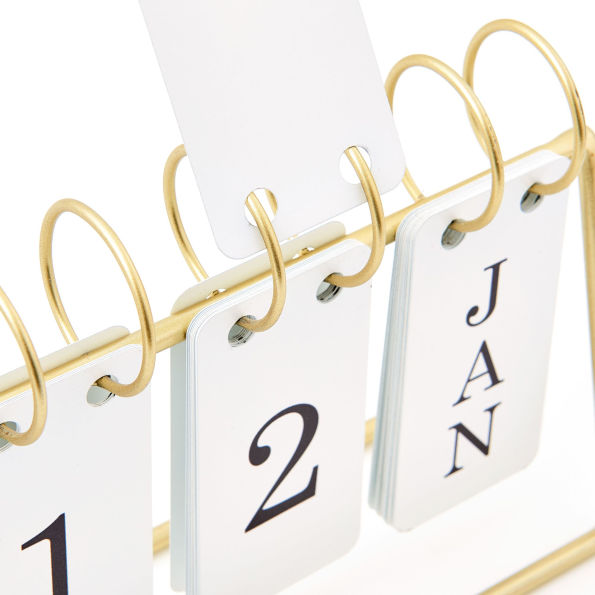Decorative Metal Desk Calendar - Gold