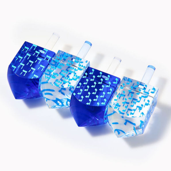 Acrylic Dreidel Set - Blue & White