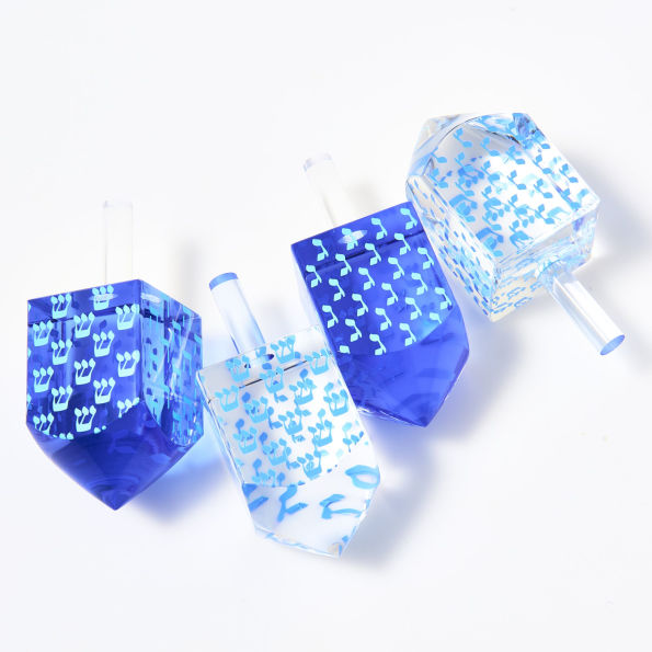 Acrylic Dreidel Set - Blue & White