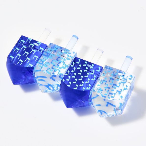 Acrylic Dreidel Set - Blue & White