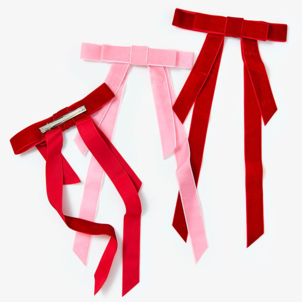 Clip On Velvet Bow Tree Decor, Set of 12