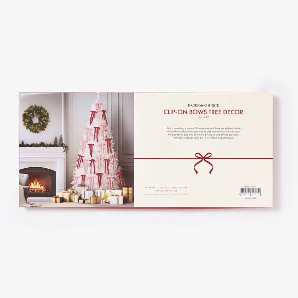 Clip On Velvet Bow Tree Decor, Set of 12