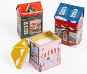 Alternative view 1 of B&N Exclusive Holiday Village Tin Candles - Set of 3