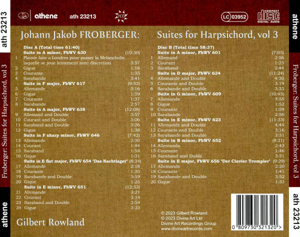 Johan Jakob Froberger: Suites for Harpsichord, Vol. 3