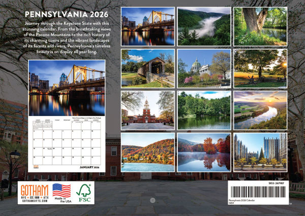 2026 Pennsylvania Calendar Monthly Wall Calender 12 Month