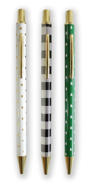 Holiday Printed Metal Pens Set of 3