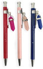 Set of 3 Plastic Ballpoint Pen with Crystal Charms