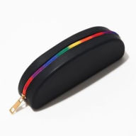 Title: Black Silicone Pouch with Rainbow Zipper