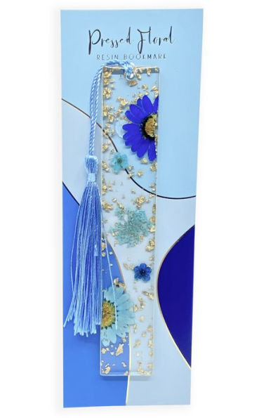 Resin Bookmark Dried Flowers Blue