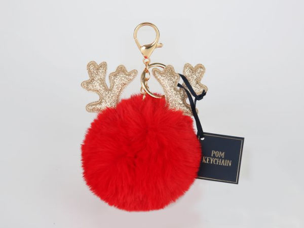 Pom Keychain with Antlers