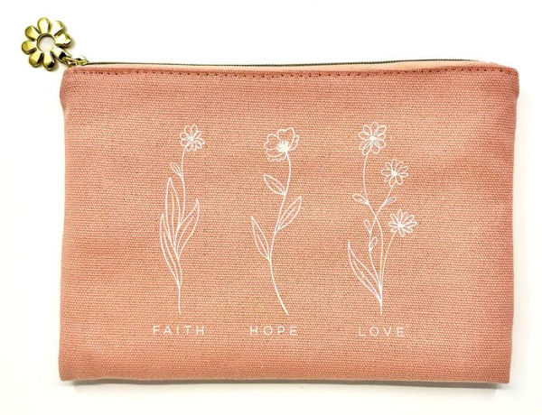 Canvas Pouch 8" x 6" Faith, Hope, Love