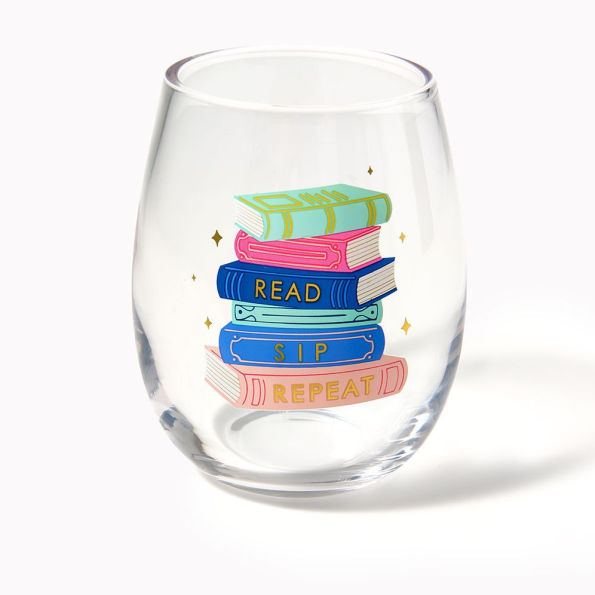 Read Sip Repeat Wine Glass