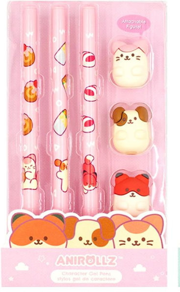 Anirollz Character Figure Pink Gel Pen Set of 3