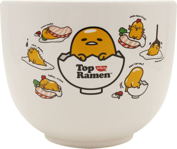 Gudetama Top Ramen Ceramic Ramen Bowl with Chopsticks