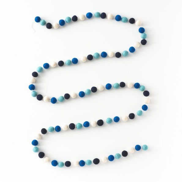 Blue and White Hanukkah Felt Pom Garland