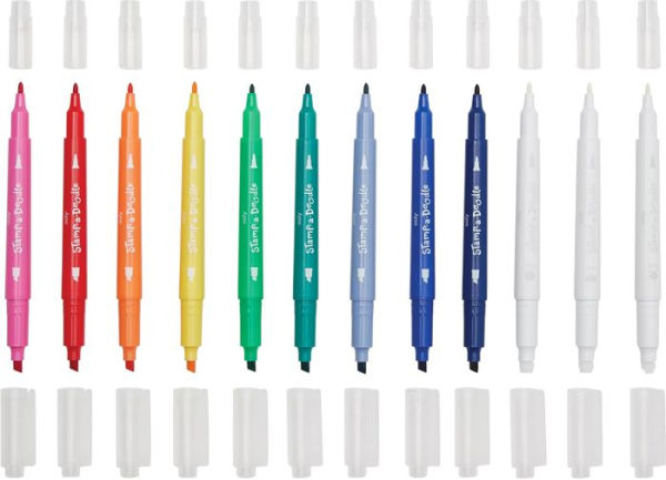 Stamp-A-Doodle Double-Ended Markers (Set of 12 w/ 9 Colors)
