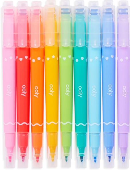 Confetti Stamp Double-Ended Markers - Set of 9