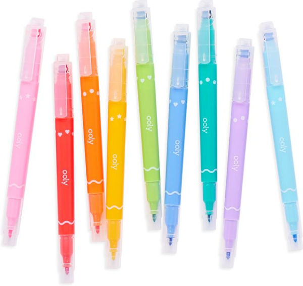 Confetti Stamp Double-Ended Markers - Set of 9