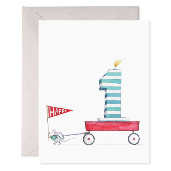 1st Birthday Red Wagon Card