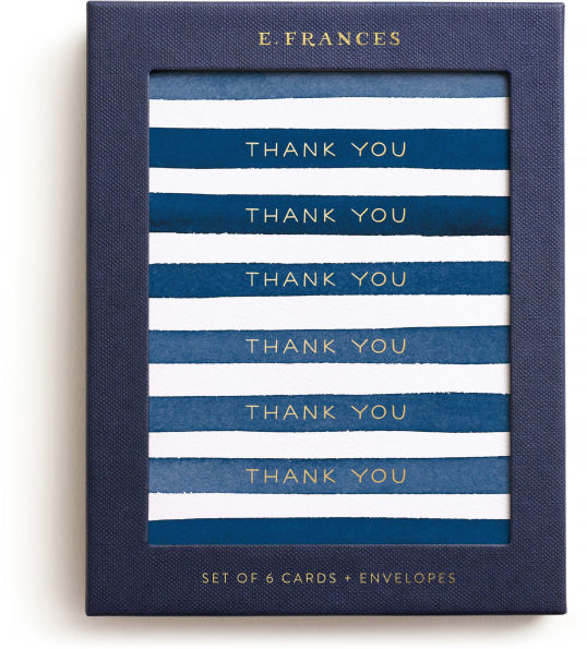 TYOU Navy Stripes Thank You Notecards S/6