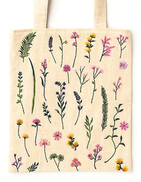 Floral Tote Bag - Flower, Wildflower, Canvas Tote Bag with Zipper