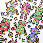 Alternative view 1 of Rainbow Robot Stickers
