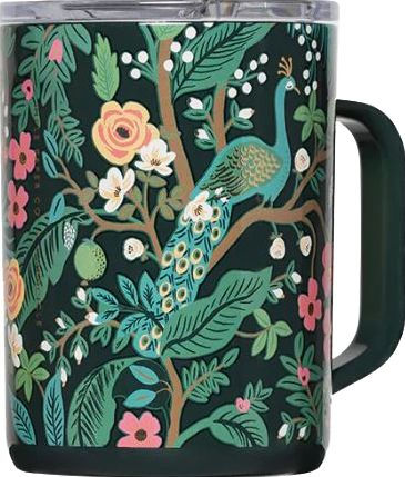 Mug Corkcicle x Rifle Paper Peacock Blue 16 Oz