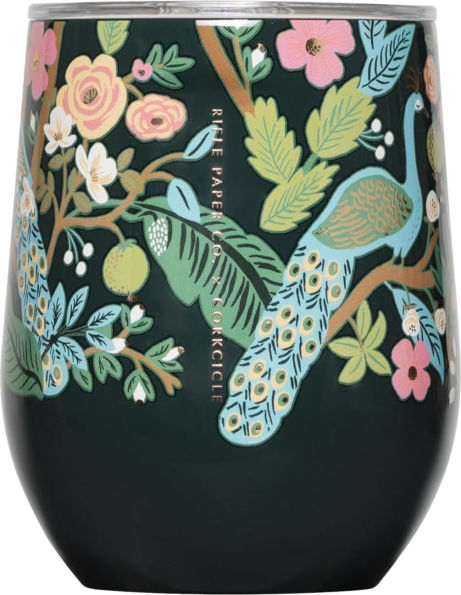 Stemless Corkcicle x Rifle Paper Peacock Blue 12 Oz