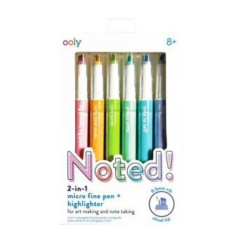 Noted! 2-in-1 Micro Fine Tip Pens & Highlighters - Set of 6