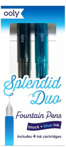 Splendid Duo Fountain Pens: Black & Blue Inks - Set of 2 Pens & 4 Cartridges
