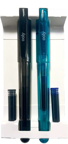 Splendid Duo Fountain Pens: Black & Blue Inks - Set of 2 Pens & 4 Cartridges