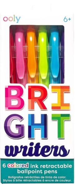 Bright Writers Colored Ballpoint Pens - Set of 6