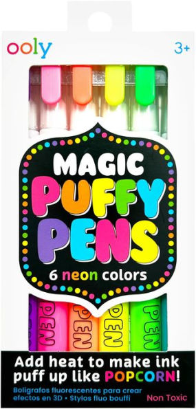 Magic Puffy Neon Pens - Set of 6