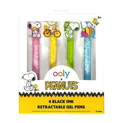 OOLY x Peanuts: Black Ink Retractable Gel Pens (Set of 4)