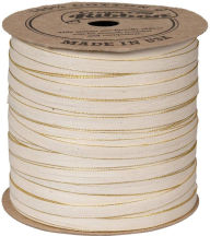 Title: Skinny Cotton Ribbon Cream/Gold 50yd