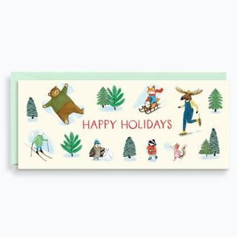 Holiday Boxed Cards Skating Critters Money Card S/10