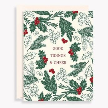 Holiday Boxed Cards Good Tidings Holly S/8