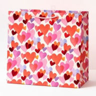 Title: Large Watercolor Foil Hearts Gift Bag