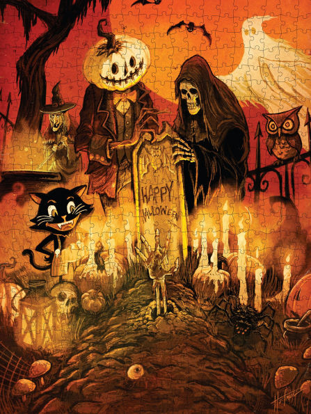 Halloween At The Cemetery 500 Piece Puzzle