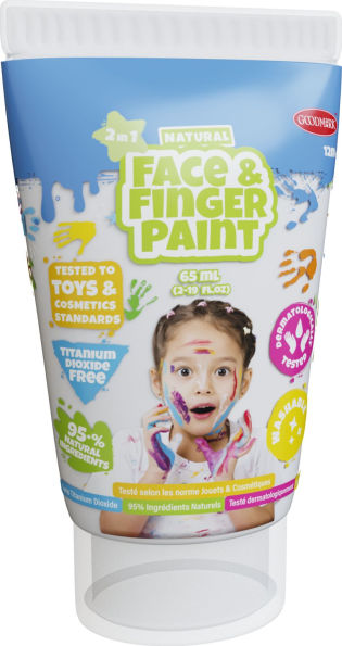 NATURAL FACE & FINGER PAINT - ALL-IN-ONE SET - INCL 5-PACK 2.3 OZ - WHITE, RED, BLUE, YELLOW, GREEN