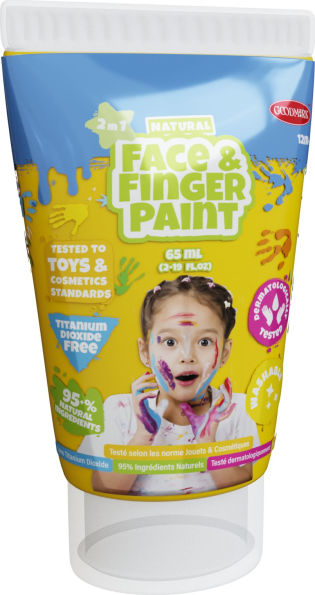 NATURAL FACE & FINGER PAINT - ALL-IN-ONE SET - INCL 5-PACK 2.3 OZ - WHITE, RED, BLUE, YELLOW, GREEN