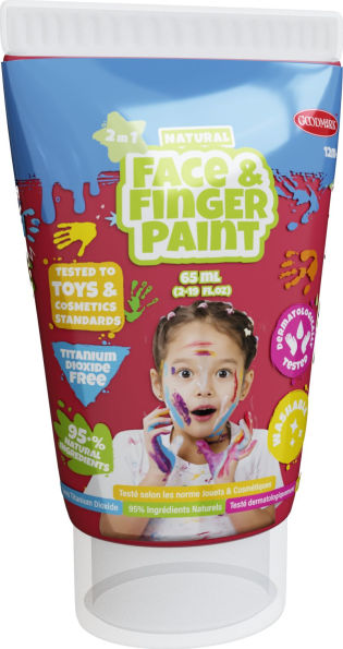 NATURAL FACE & FINGER PAINT - ALL-IN-ONE SET - INCL 5-PACK 2.3 OZ - WHITE, RED, BLUE, YELLOW, GREEN