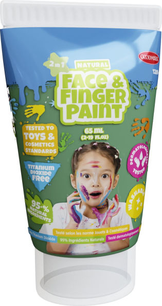 NATURAL FACE & FINGER PAINT - ALL-IN-ONE SET - INCL 5-PACK 2.3 OZ - WHITE, RED, BLUE, YELLOW, GREEN