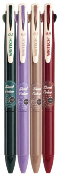 Vintage Solid Dual Color Gel Pen S/4 - Assorted Ink