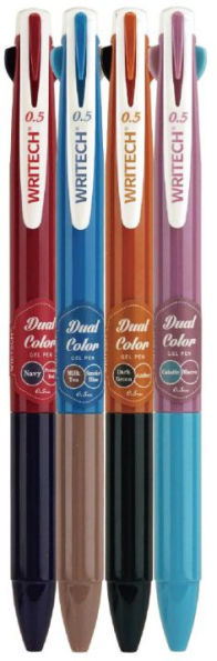 Vintage Colorblock Dual Color Gel Pen S/4 - Assorted Ink