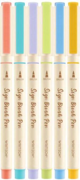Natural Sign Brush Pen S/6 - Assorted Ink