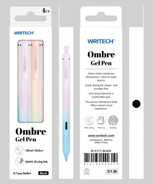 Ombre Pastel Gel Pen S/4 - Black Ink