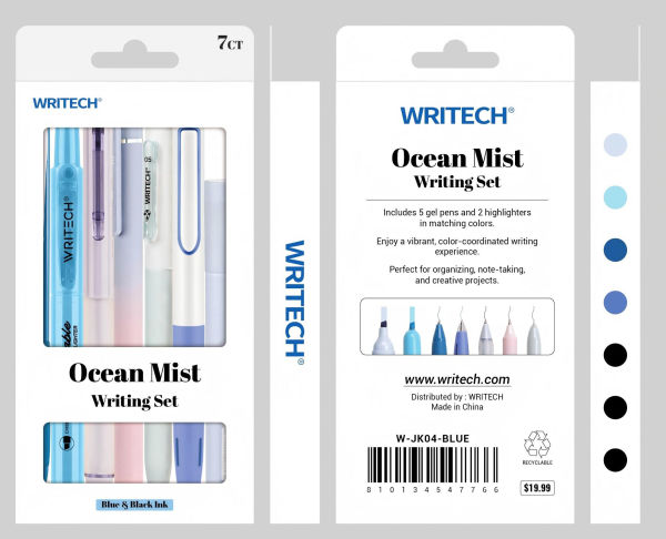 Ocean Mist Mixed Pen Kit S/7 - Assorted Ink