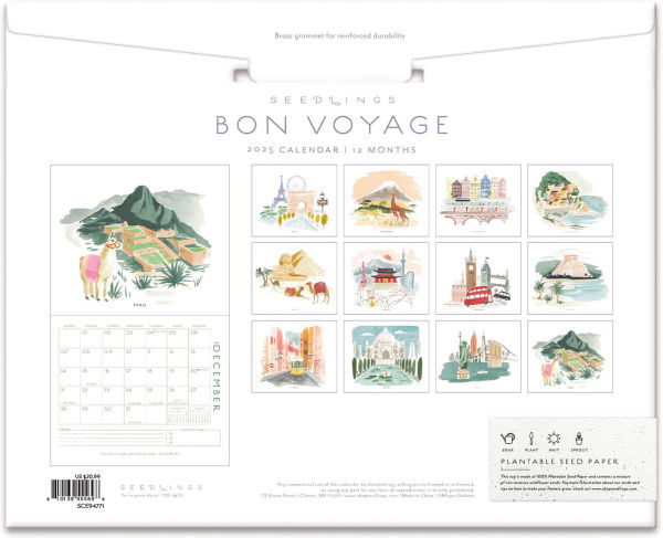 2025 Seedlings Bon Voyage 12 Month Wall Calendar